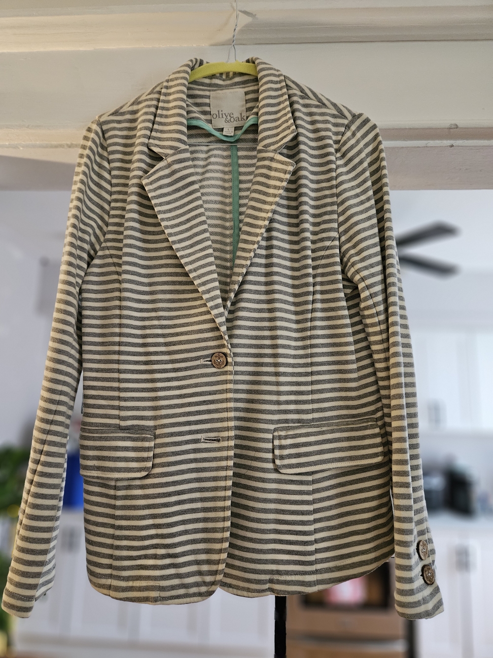 Olive & Oak Gray and White Striped Blazer